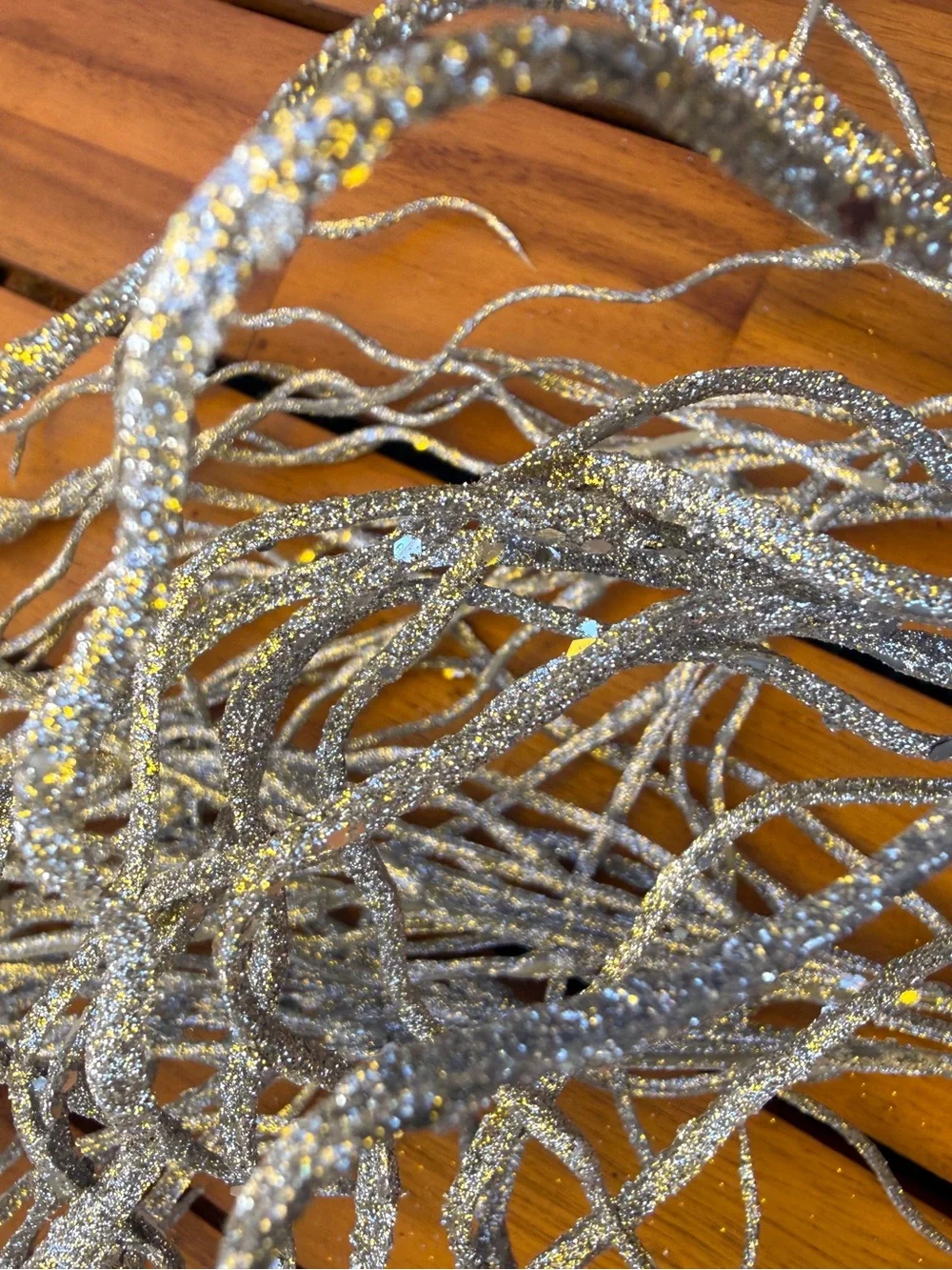Silver Glitter Twig Spray - Home Accent holiday wedding event decor floral 8 qty